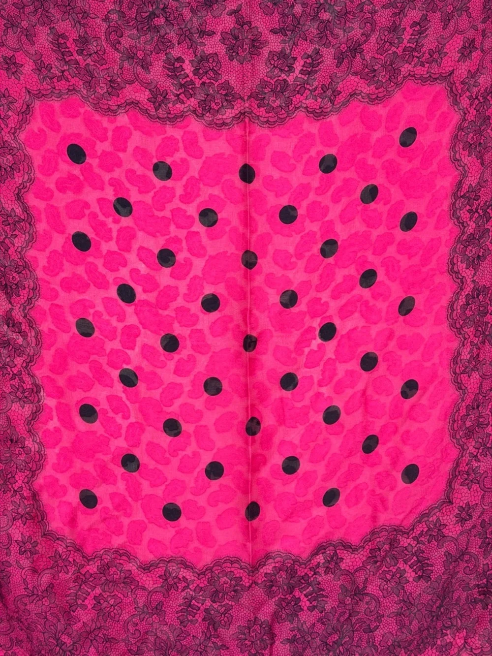 Givenchy Pink and Black Lace-Print Scarf - Picture 7 of 10